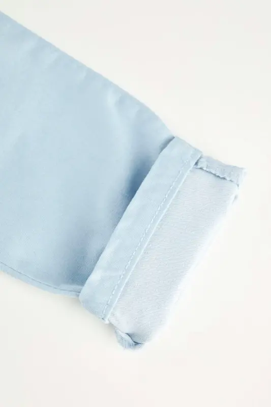 Kız Çocuk Basic Dokuma Tayt Pantolon - Mavi-BE304 - 5