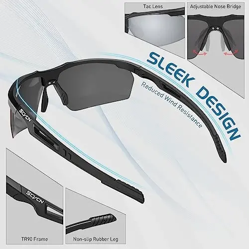 SCVCN Photochromic or Polarized Sport Sunglasses Cycling Clear Glasses Men Women UV400 Protection MTB BMX Fishing Running S86 - 4