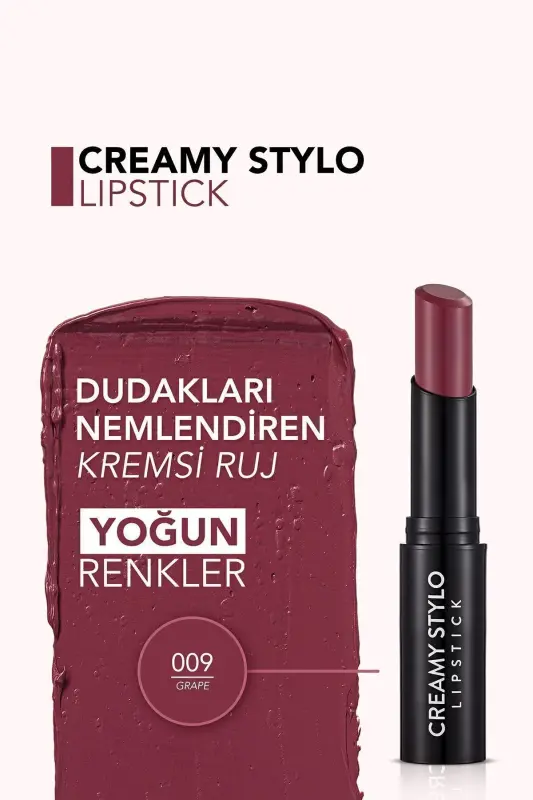 Yarı Parlak Stick Ruj- Creamy Stylo Lipstick -009 Grape- 8682536013697 - 009 GRAPE - 6