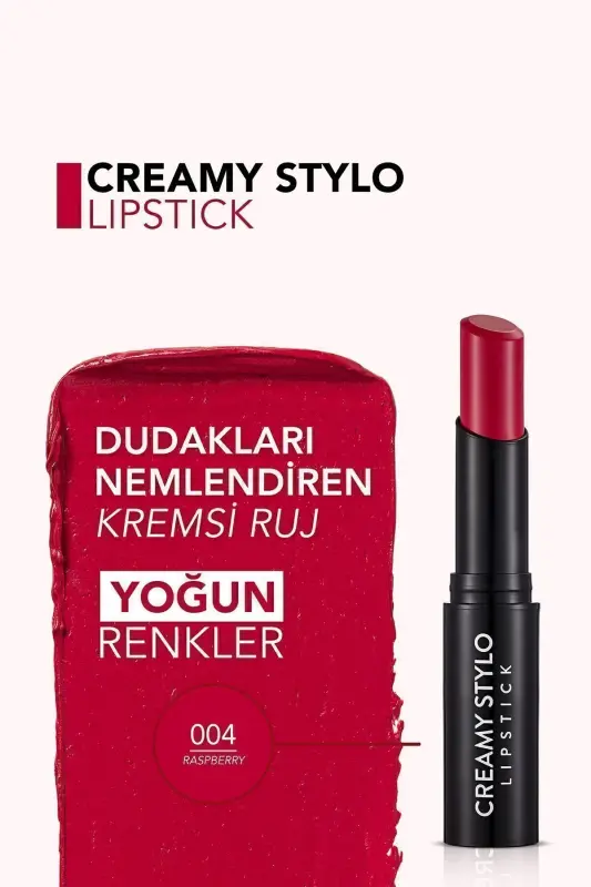 Yarı Parlak Stick Ruj- Creamy Stylo Lipstick -004 Raspberry-8682536013642 - 004 RASPBERRY - 6