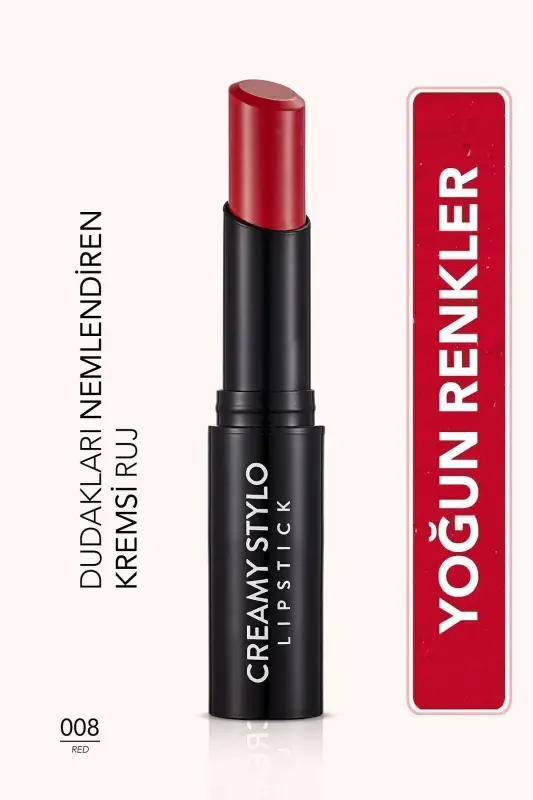 Yarı Parlak Stick Ruj- Creamy Stylo Lipstick -008 Red-8682536013680 - 008 RED - FLORMAR