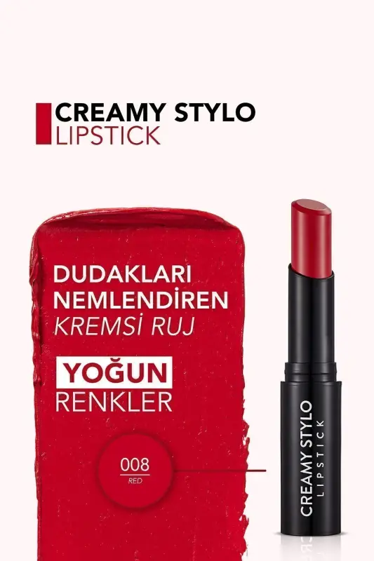 Yarı Parlak Stick Ruj- Creamy Stylo Lipstick -008 Red-8682536013680 - 008 RED - 6