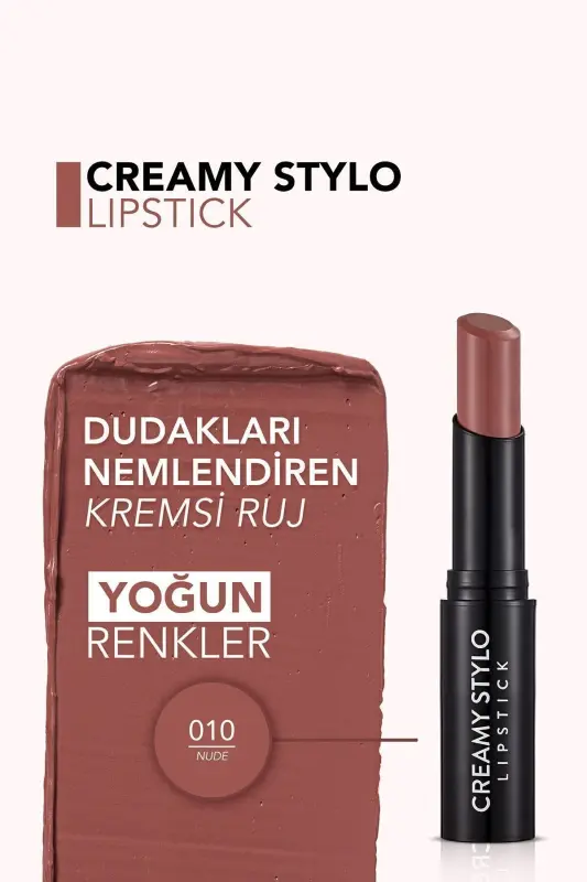 Yarı Parlak Stick Ruj- Creamy Stylo Lipstick -010 Nude-8682536013703 - 010 NUDE - 6