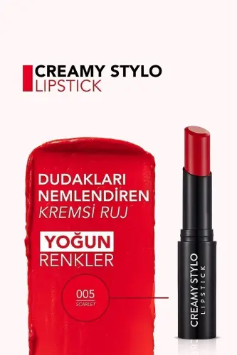 Yarı Parlak Stick Ruj- Creamy Stylo Lipstick -005 Scarlet-8682536013659 - 005 SCARLET - 6
