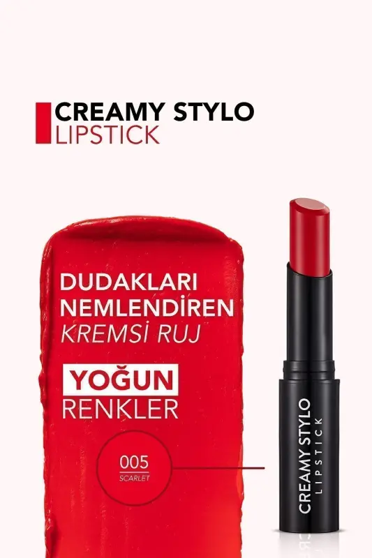 Yarı Parlak Stick Ruj- Creamy Stylo Lipstick -005 Scarlet-8682536013659 - 005 SCARLET - 6