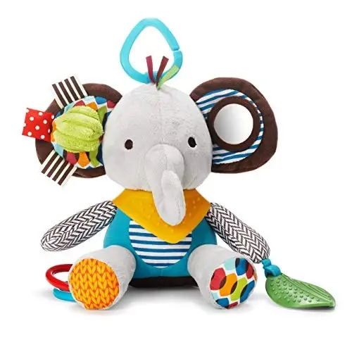 Skip Hop Bandana Buddies Baby Activity and Teething Toy with Multi-Sensory Rattle and Textures,Elephant,(Pack of 12) - 1