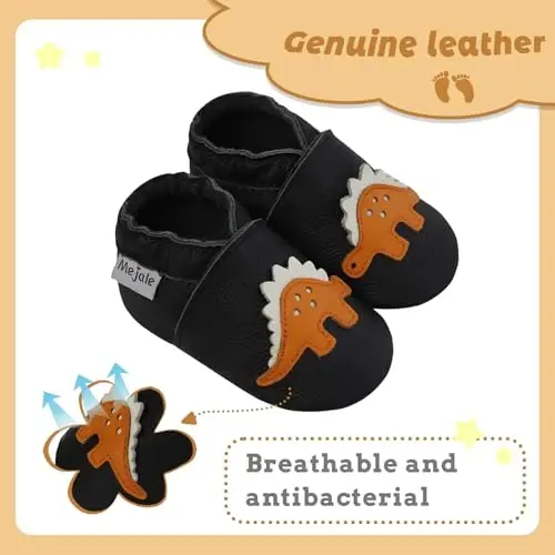 Mejale Baby Shoes Non-Slip Sole Toddler Moccasins Boy Girl Walking Shoe Infant Leather Crawling Slippers - 2