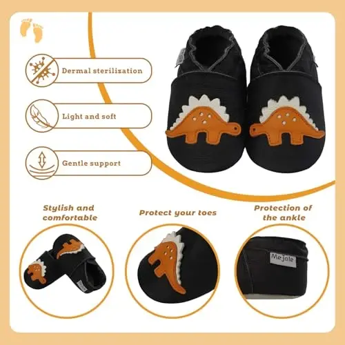 Mejale Baby Shoes Non-Slip Sole Toddler Moccasins Boy Girl Walking Shoe Infant Leather Crawling Slippers - 4