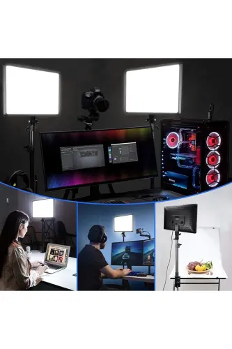Megalux Profesyonel Fotoğraf Ve Video Için Çekim Işığı Ring Lıght Stüdyo 18 Inç +2,1 Metre Tripod - KARE SİYAH 18 - 5