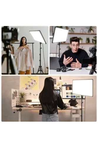Megalux Profesyonel Fotoğraf Ve Video Için Çekim Işığı Ring Lıght Stüdyo 18 Inç +2,1 Metre Tripod - KARE SİYAH 18 - 6