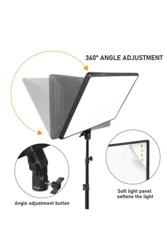Megalux Profesyonel Fotoğraf Ve Video Için Çekim Işığı Ring Lıght Stüdyo 18 Inç +2,1 Metre Tripod - KARE SİYAH 18 - 8