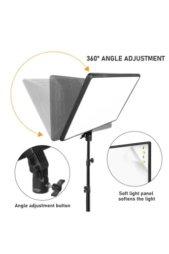 Megalux Profesyonel Fotoğraf Ve Video Için Çekim Işığı Ring Lıght Stüdyo 10 Inç +2,1 Metre Tripod - KARE 12 SİYAH - 4
