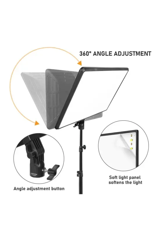 Megalux Profesyonel Fotoğraf Ve Video Için Çekim Işığı Ring Lıght Stüdyo 10 Inç +2,1 Metre Tripod - KARE 12 SİYAH - 4