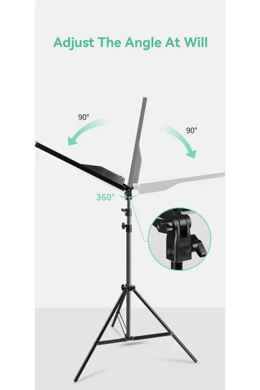 Megalux Profesyonel Fotoğraf Ve Video Için Çekim Işığı Ring Lıght Stüdyo 10 Inç +2,1 Metre Tripod - KARE 12 SİYAH - 5
