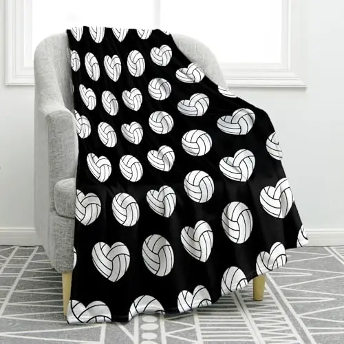 Jekeno Volleyball Blanket Gifts for Kids Teens, Volleyball Stuff Party Decorations for Lovers Team Gifts, Volleyballs Print Throw Blanket Couch Bed Sofa Travelling for Grils Boys Sports - 1