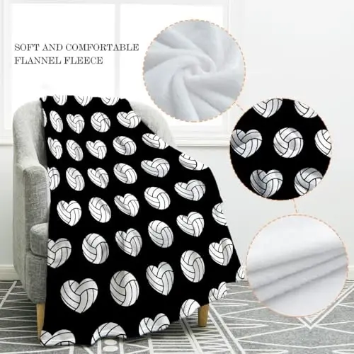 Jekeno Volleyball Blanket Gifts for Kids Teens, Volleyball Stuff Party Decorations for Lovers Team Gifts, Volleyballs Print Throw Blanket Couch Bed Sofa Travelling for Grils Boys Sports - JEKENO (1)