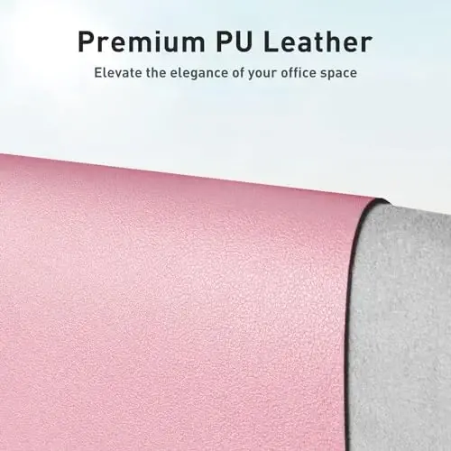 Aothia Faux Leather Desk Mat - Non-Slip PU Leather Desk Blotter, Waterproof Writing Surface, Large Desk Pad for Office & Home (Fairy Pink, 55