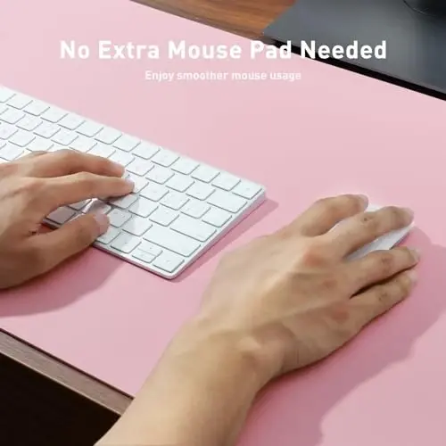 Aothia Faux Leather Desk Mat - Non-Slip PU Leather Desk Blotter, Waterproof Writing Surface, Large Desk Pad for Office & Home (Fairy Pink, 55
