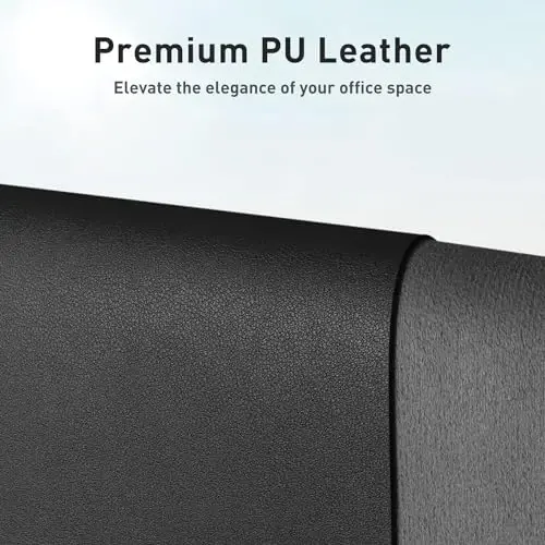 Aothia Faux Leather Desk Mat - Non-Slip PU Leather Desk Blotter, Waterproof Writing Surface, Large Desk Pad for Office & Home (Black, 55