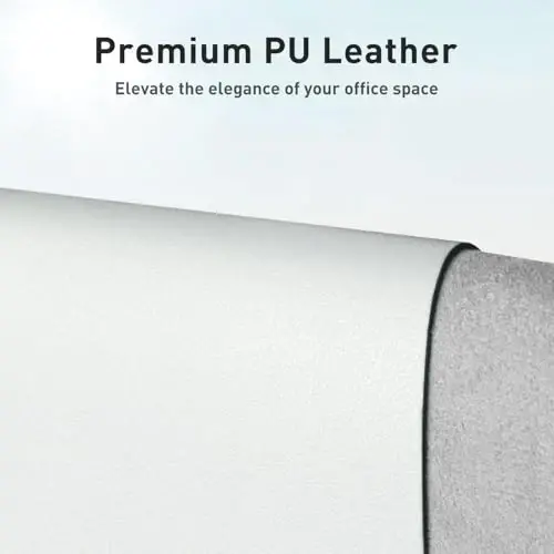 Aothia Faux Leather Desk Mat - Non-Slip PU Leather Desk Blotter, Waterproof Writing Surface, Large Desk Pad for Office & Home (Barely Grey, 55