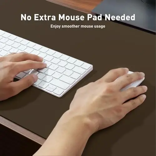 Aothia Faux Leather Desk Mat - Large Mouse Pad, Non-Slip PU Leather Blotter, Waterproof Writing Surface for Office and Home (Coffee 55