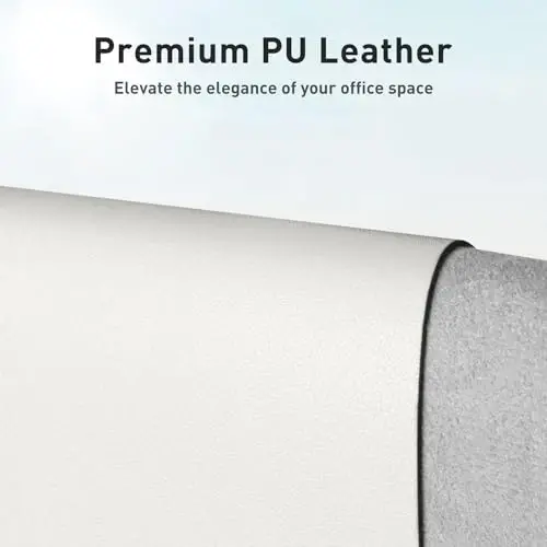 Aothia Faux Leather Desk Mat - Non-Slip PU Leather Desk Blotter, Waterproof Writing Surface, Large Desk Pad for Office & Home (Off-White, 55