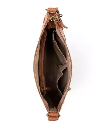 Women's Lucia Leather Crossbody Bag - Tobacco Floral Emboss - 4