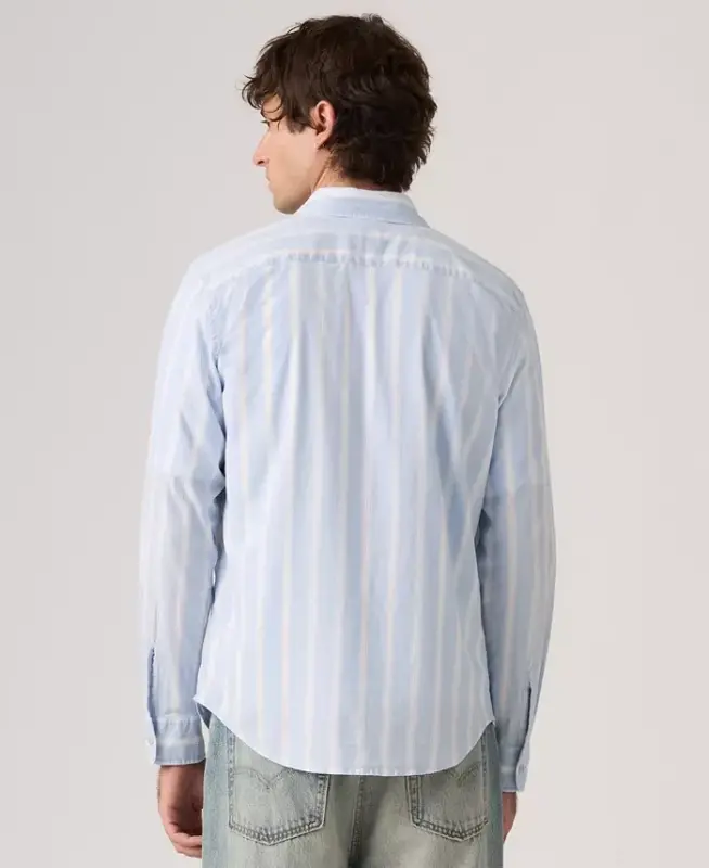 Men's Classic Pocket Regular-Fit Long-Sleeve Shirt - Kayden Stripe CHAMBRAY BLUE - 4