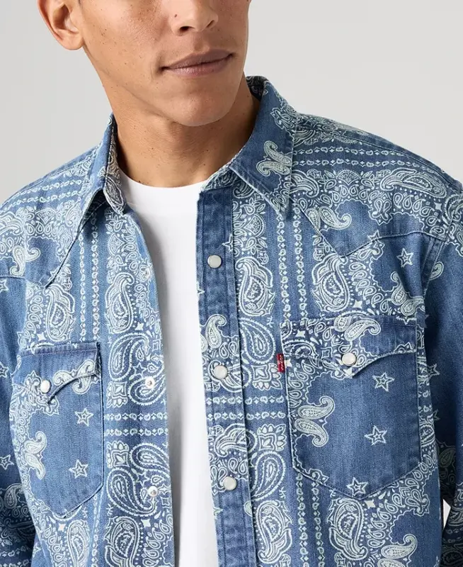 Men's Classic-Fit Western Shirt - Ensign Blue - 7