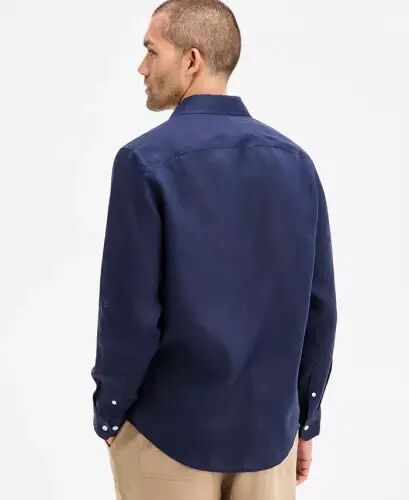 Men's 100% Linen Shirt, Created for Modazone - Navy Blue - CLUB ROOM (1)