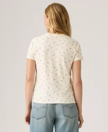 Women's The Perfect Crew Neck Cotton T-Shirt - Maja Ditsy Egret - LEVI'S (1)