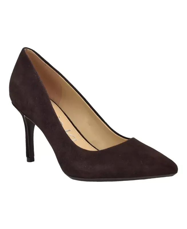 Women's Gayle Classic Pointed Toe Stiletto Pumps - Dark Brown Suede - CALVIN KLEIN