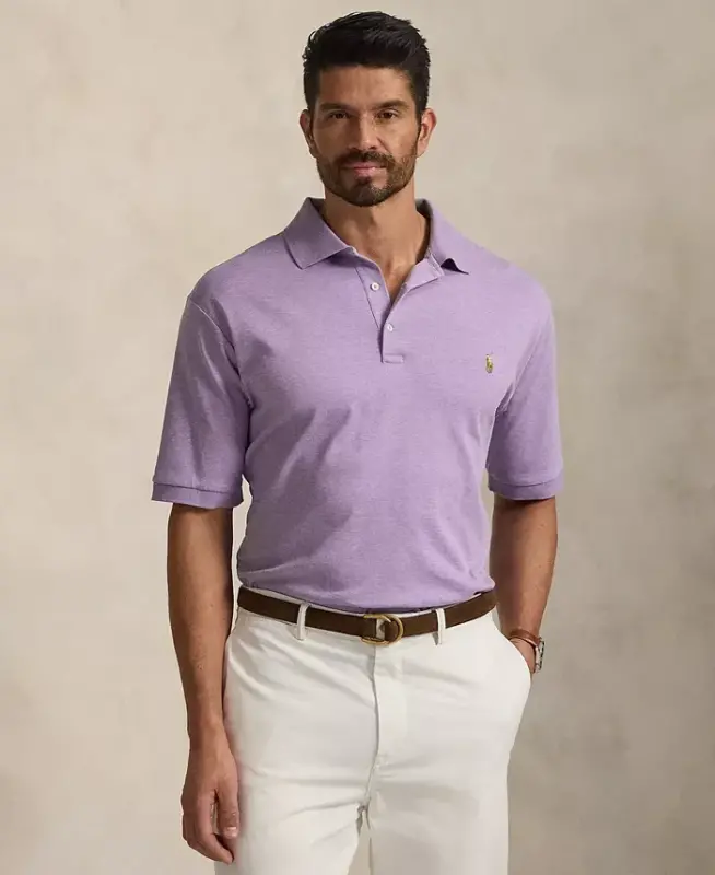 Men's Big & Tall Solid Polo Shirt - Purple Heather - 1