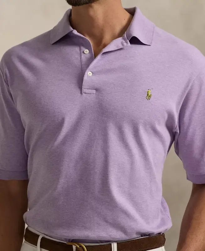 Men's Big & Tall Solid Polo Shirt - Purple Heather - 3