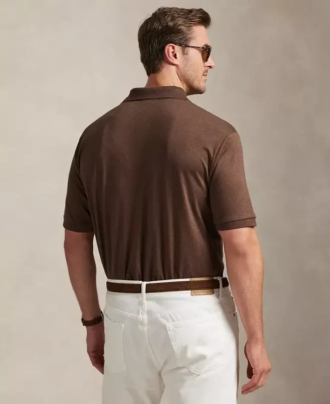 Men's Big & Tall Solid Polo Shirt - Nutmeg Brown Heather - 4