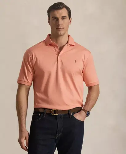 Men's Big & Tall Solid Polo Shirt - Soft Orange Heather 