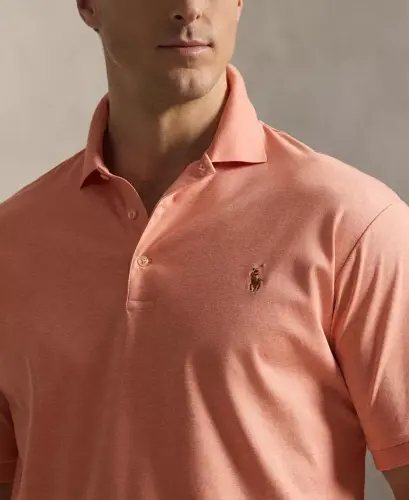 Men's Big & Tall Solid Polo Shirt - Soft Orange Heather - 2