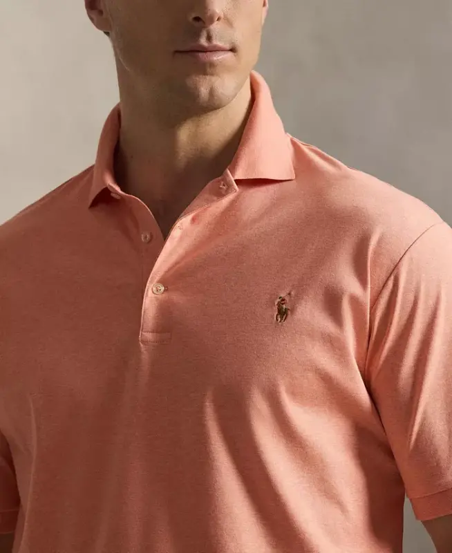 Men's Big & Tall Solid Polo Shirt - Soft Orange Heather - 2