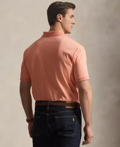 Men's Big & Tall Solid Polo Shirt - Soft Orange Heather - 3