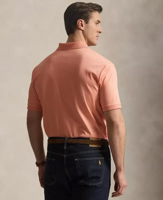 Men's Big & Tall Solid Polo Shirt - Soft Orange Heather - 3