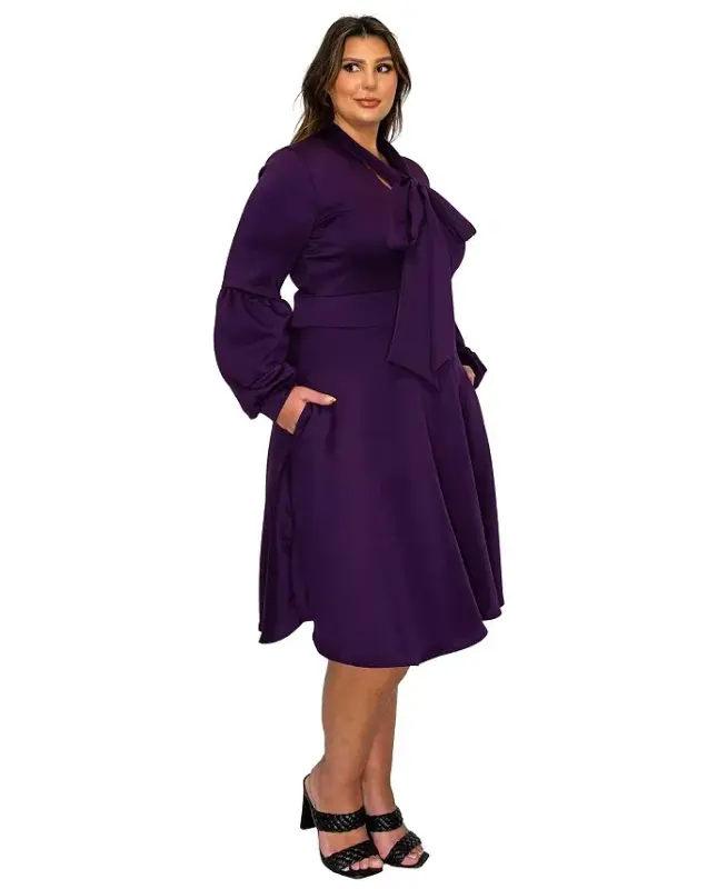 Plus Size Bekah Flare Pocket Dress - Dark eggplant - 2