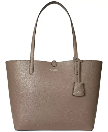 Faux-Leather Large Reversible Tote Bag - Rider Geo/Taupe Brown - 11