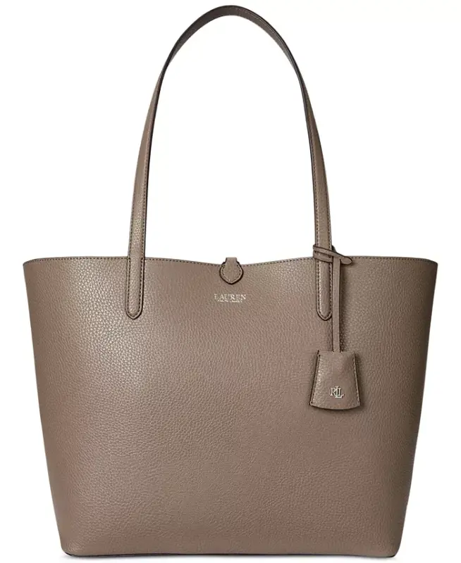 Faux-Leather Large Reversible Tote Bag - Rider Geo/Taupe Brown - 11