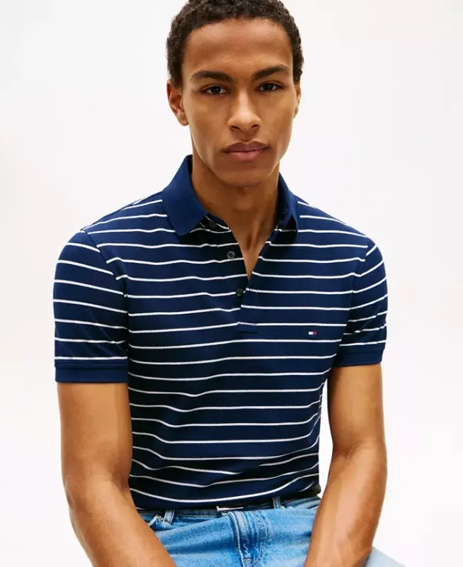 Men's Iconic 1985 Slim-Fit Polo Shirt - Carbon Navy / Ivory Petal - 3