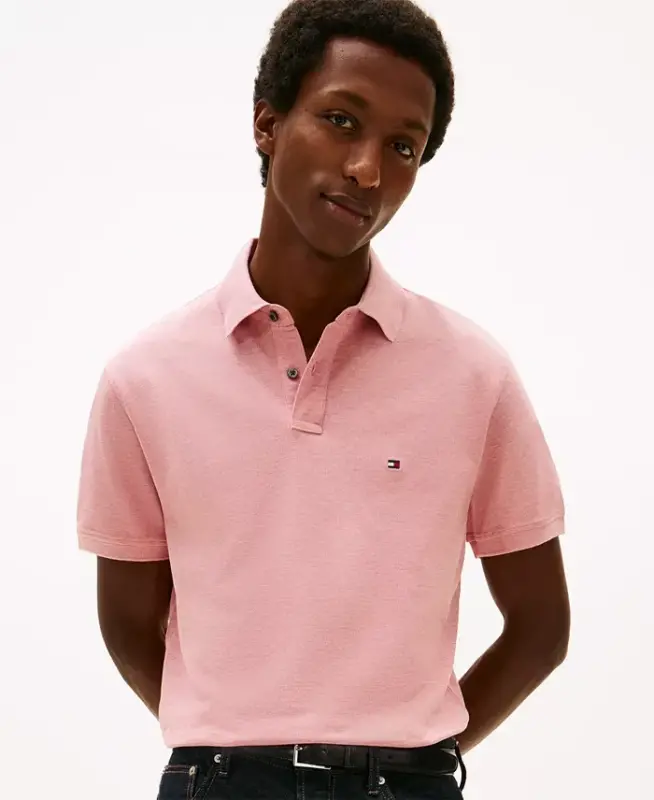 Men's Iconic 1985 Slim-Fit Polo Shirt - Camelia Blush Heather - TOMMY HILFIGER