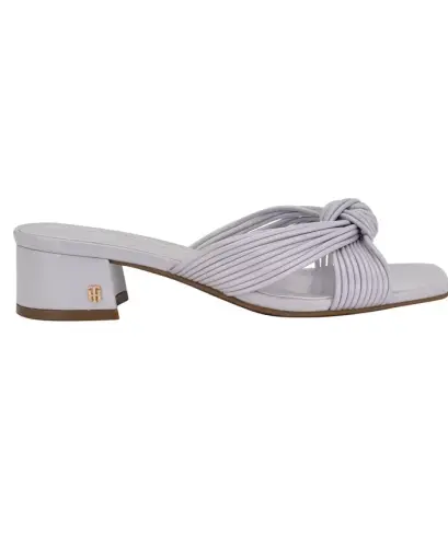Women's Philie Knotted Crisscross Block Heel Sandals - Light Lavendar Patent - 2