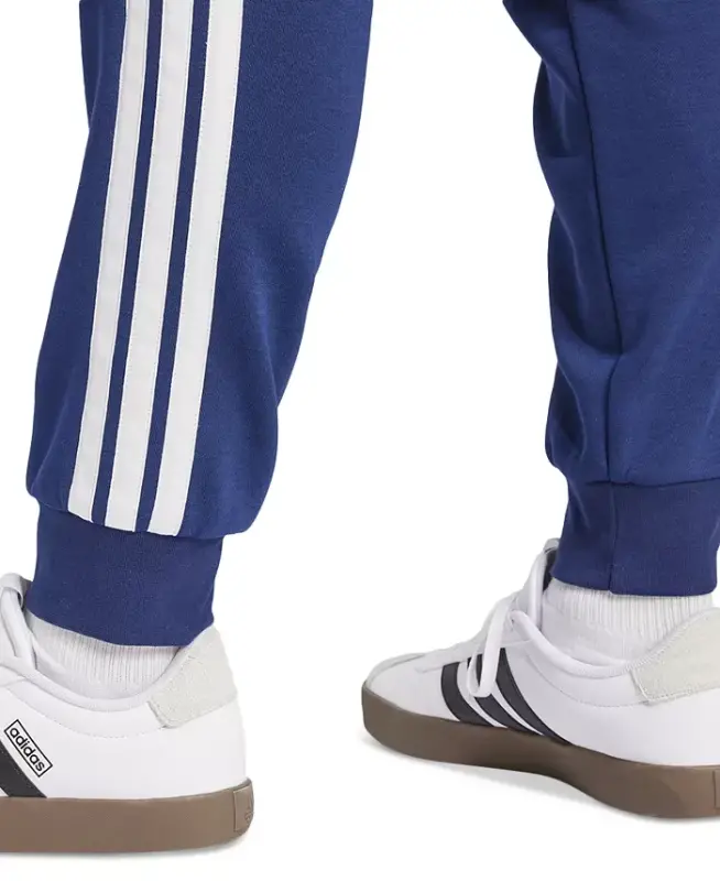 Men's Essentials Three-Stripes Regular-Fit Fleece Joggers - Dark Blue/White - 2