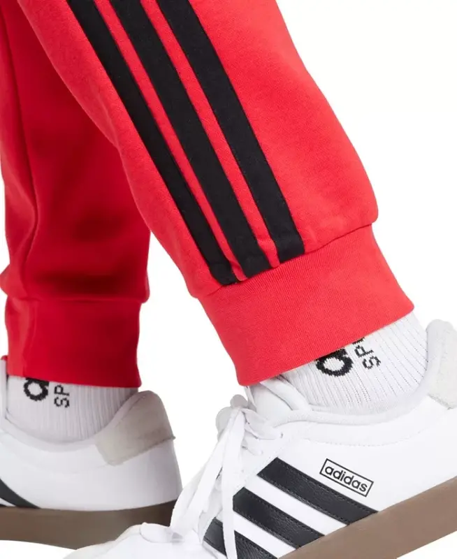 Men's Essentials Three-Stripes Regular-Fit Fleece Joggers - Pure Ruby/Black - 2
