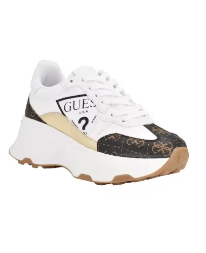 Women's Calebb Chunky Platform Fashion Sneakers - White/Brown Logo 