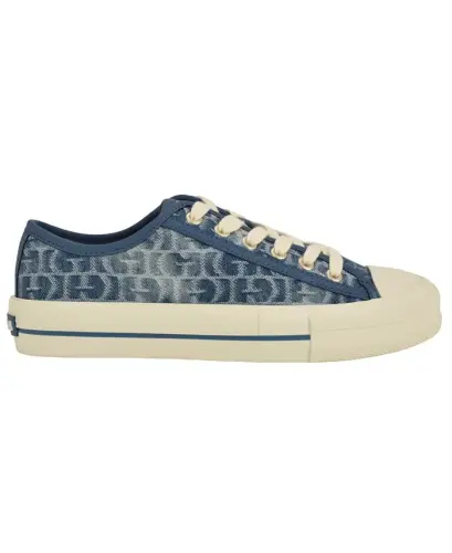 Women's Carey Jacquard Logo Lace-Up Sneakers - Blue Denim Logo - 8